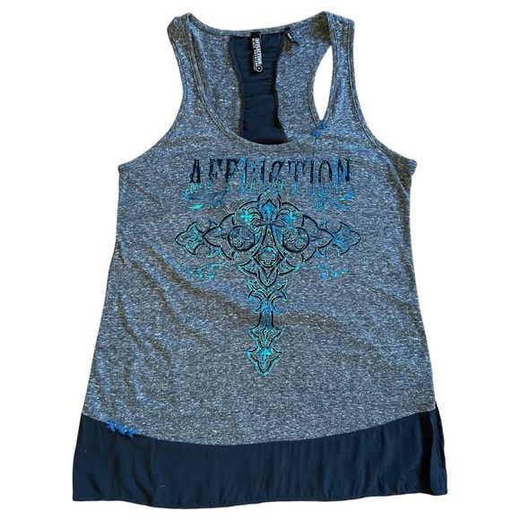 Affliction Black Premium Foil Graphic Woman’s Tank Top - Size Small - Picture 1 of 8